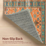 Ultra Soft Area Rug, Non Slip, Stain Resistant, Washable Area Rugs for Living Room, Bedroom, Striking Retro Geometric Fusion(Orange)