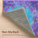 Ultra Soft Area Rug, Non Slip, Stain Resistant, Washable Area Rugs for Living Room, Bedroom, Boho Medallion Violet Living Room Non-Shedding Rug(Purple)