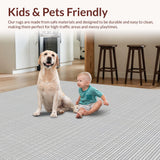 Ultra Soft Area Rug, Non Slip, Stain Resistant, Washable Area Rugs for Living Room, Bedroom, Zall Grey Waffle Designed Subtle Textured(Gray)