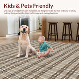 Ultra Soft Area Rug, Non Slip, Stain Resistant, Washable Area Rugs for Living Room, Bedroom, Transitional Beige Geometric Flair(Beige)