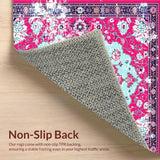 Ultra Soft Area Rug, Non Slip, Stain Resistant, Washable Area Rugs for Living Room, Bedroom, Eclectic Retro Diamond Design(Pink)