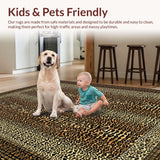 Ultra Soft Area Rug, Non Slip, Stain Resistant, Washable Area Rugs for Living Room, Bedroom, Chic Contemporary Leopard Motif(Brown)