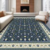 Ultra Soft Area Rug, Non Slip, Stain Resistant, Washable Area Rugs for Living Room, Bedroom, Geometric Art for Entryway with Beige and Blue Hues(Blue)