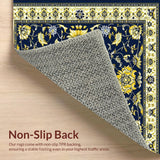 Ultra Soft Area Rug, Non Slip, Stain Resistant, Washable Area Rugs for Living Room, Bedroom, Rustic Tiled Patterned Delight(Blue)