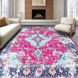Ultra Soft Area Rug, Non Slip, Stain Resistant, Washable Area Rugs for Living Room, Bedroom, Trendy Turquoise Distressed Aesthetic(Pink)