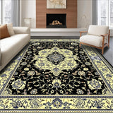 Ultra Soft Area Rug, Non Slip, Stain Resistant, Washable Area Rugs for Living Room, Bedroom, Elegant French Classic Symmetrical Pattern(Black)