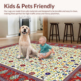 Ultra Soft Area Rug, Non Slip, Stain Resistant, Washable Area Rugs for Living Room, Bedroom, Contemporary Vibrant Curved Patterns(Red)