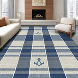 Ultra Soft Area Rug, Non Slip, Stain Resistant, Washable Area Rugs for Living Room, Bedroom, Vintage Nautical Charm with Lines(Blue)