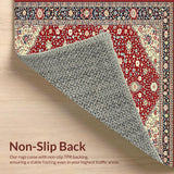 Ultra Soft Area Rug, Non Slip, Stain Resistant, Washable Area Rugs for Living Room, Bedroom, Classic Ornate Scrollwork Style(Red)