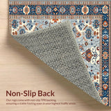 Ultra Soft Area Rug, Non Slip, Stain Resistant, Washable Area Rugs for Living Room, Bedroom, Vibrant Floral Medallion Artwork(Gray)