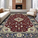 Ultra Soft Area Rug, Non Slip, Stain Resistant, Washable Area Rugs for Living Room, Bedroom, Timeless Vintage Ivory Patterned Rug(Red)