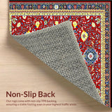 Ultra Soft Area Rug, Non Slip, Stain Resistant, Washable Area Rugs for Living Room, Bedroom, Colorful Coastal Medallion Arrangement(Red)