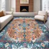 Ultra Soft Area Rug, Non Slip, Stain Resistant, Washable Area Rugs for Living Room, Bedroom, Sophisticated Rust Ogee Pattern(Orange)