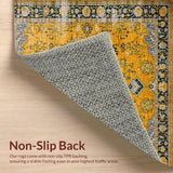 Ultra Soft Area Rug, Non Slip, Stain Resistant, Washable Area Rugs for Living Room, Bedroom, Chic Distressed Geometric Motif(Yellow)