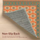 Ultra Soft Area Rug, Non Slip, Stain Resistant, Washable Area Rugs for Living Room, Bedroom, Artful Teal and Orange Symmetry(Orange)