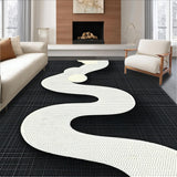 Ultra Soft Area Rug, Non Slip, Stain Resistant, Washable Area Rugs for Living Room, Bedroom, Contemporary Snake Motif Artwork(White)
