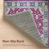 Ultra Soft Area Rug, Non Slip, Stain Resistant, Washable Area Rugs for Living Room, Bedroom, Rustic Low Pile Botanical Print(Purple)