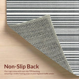 Ultra Soft Area Rug, Non Slip, Stain Resistant, Washable Area Rugs for Living Room, Bedroom, KaHouen Classic Striped Design Floor Mat Outdoor Layering Rug(Black)