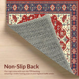 Ultra Soft Area Rug, Non Slip, Stain Resistant, Washable Area Rugs for Living Room, Bedroom, Bohemian Red/Beige Square Area(Red)