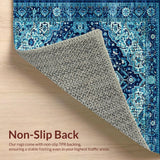 Ultra Soft Area Rug, Non Slip, Stain Resistant, Washable Area Rugs for Living Room, Bedroom, Elegant Faded Floral Arrangement(Blue)