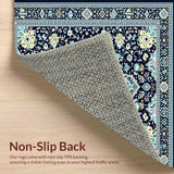 Ultra Soft Area Rug, Non Slip, Stain Resistant, Washable Area Rugs for Living Room, Bedroom, Chic Floral Medallion Design(Blue)