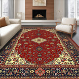 Ultra Soft Area Rug, Non Slip, Stain Resistant, Washable Area Rugs for Living Room, Bedroom, Rustic Red and Gold Patterns(Red)
