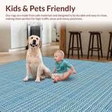Ultra Soft Area Rug, Non Slip, Stain Resistant, Washable Area Rugs for Living Room, Bedroom, Rustic Geometric Rhythm in Blue(Blue)