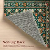 Ultra Soft Area Rug, Non Slip, Stain Resistant, Washable Area Rugs for Living Room, Bedroom, Lush Green Boho Artistry Pattern(Blue)