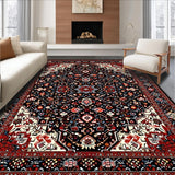 Ultra Soft Area Rug, Non Slip, Stain Resistant, Washable Area Rugs for Living Room, Bedroom, Cozy Earth Tone Pattern(Black)