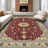 Ultra Soft Area Rug, Non Slip, Stain Resistant, Washable Area Rugs for Living Room, Bedroom, Rustic Vintage Ethnic Patterns(Red)