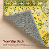 Ultra Soft Area Rug, Non Slip, Stain Resistant, Washable Area Rugs for Living Room, Bedroom, Rustic Bright Nature-Inspired Pattern(Yellow)