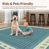 Ultra Soft Area Rug, Non Slip, Stain Resistant, Washable Area Rugs for Living Room, Bedroom, Stylish Classic with Timeless Blue and Beige Design(Blue)