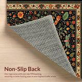 Ultra Soft Area Rug, Non Slip, Stain Resistant, Washable Area Rugs for Living Room, Bedroom, Intricate Nature-Inspired Motif(Black)