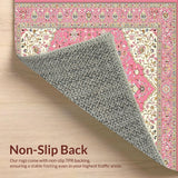 Ultra Soft Area Rug, Non Slip, Stain Resistant, Washable Area Rugs for Living Room, Bedroom, Traditional Floral Pink Elegance(Pink)