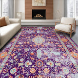 Ultra Soft Area Rug, Non Slip, Stain Resistant, Washable Area Rugs for Living Room, Bedroom, Whimsical Earthy Spiral Arrangement(Purple)