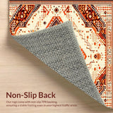 Ultra Soft Area Rug, Non Slip, Stain Resistant, Washable Area Rugs for Living Room, Bedroom, Rustic Ethnic Patterned Elegance(Beige)