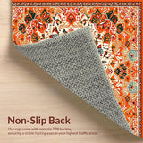 Ultra Soft Area Rug, Non Slip, Stain Resistant, Washable Area Rugs for Living Room, Bedroom, Playful Soft Blooming Pattern(Orange)