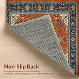 Ultra Soft Area Rug, Non Slip, Stain Resistant, Washable Area Rugs for Living Room, Bedroom, Vibrant High-Low Textured Motif(Orange)