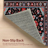 Ultra Soft Area Rug, Non Slip, Stain Resistant, Washable Area Rugs for Living Room, Bedroom, Rustic Vibrant Botanical Motif(Black)