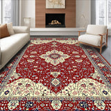 Ultra Soft Area Rug, Non Slip, Stain Resistant, Washable Area Rugs for Living Room, Bedroom, Elegant Red Tiled Motif(Red)