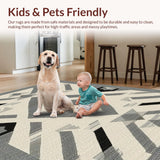 Ultra Soft Area Rug, Non Slip, Stain Resistant, Washable Area Rugs for Living Room, Bedroom, Elegant Symmetrical Trellis Aesthetic(Beige)