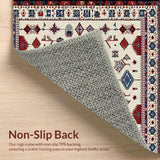 Ultra Soft Area Rug, Non Slip, Stain Resistant, Washable Area Rugs for Living Room, Bedroom, Eclectic Multi-Colored Ethnic Design(Beige)