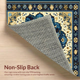 Ultra Soft Area Rug, Non Slip, Stain Resistant, Washable Area Rugs for Living Room, Bedroom, Boho Style Beige Abstract(Blue)