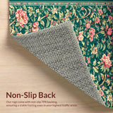 Ultra Soft Area Rug, Non Slip, Stain Resistant, Washable Area Rugs for Living Room, Bedroom, Serene Retro Trellis Motif(Green)