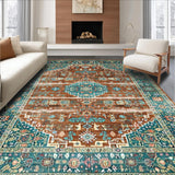 Ultra Soft Area Rug, Non Slip, Stain Resistant, Washable Area Rugs for Living Room, Bedroom, Vibrant Tribal Inspired Design(Brown)