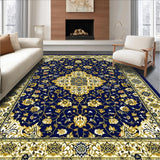 Ultra Soft Area Rug, Non Slip, Stain Resistant, Washable Area Rugs for Living Room, Bedroom, Striking Abstract Floral Area with Elegant Blue and Gold(Blue)
