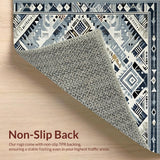 Ultra Soft Area Rug, Non Slip, Stain Resistant, Washable Area Rugs for Living Room, Bedroom, Sophisticated Lattice Gray Visual Piece(Blue)