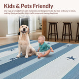 Ultra Soft Area Rug, Non Slip, Stain Resistant, Washable Area Rugs for Living Room, Bedroom, Contemporary Blue Nautical Motif(Blue)