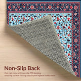 Ultra Soft Area Rug, Non Slip, Stain Resistant, Washable Area Rugs for Living Room, Bedroom, Serene Outdoor Multicolor Botanical Style(Blue)