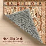 Ultra Soft Area Rug, Non Slip, Stain Resistant, Washable Area Rugs for Living Room, Bedroom, Tribal Medallion with Rustic Boho Charm and Earthy Tones Area(Beige)